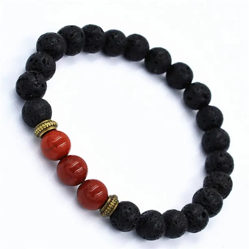 Fashion Agate Bracelet Lion Elastic Beaded Lava Bracelet Tibet Charm Bracelets For Men Women Unisex 4