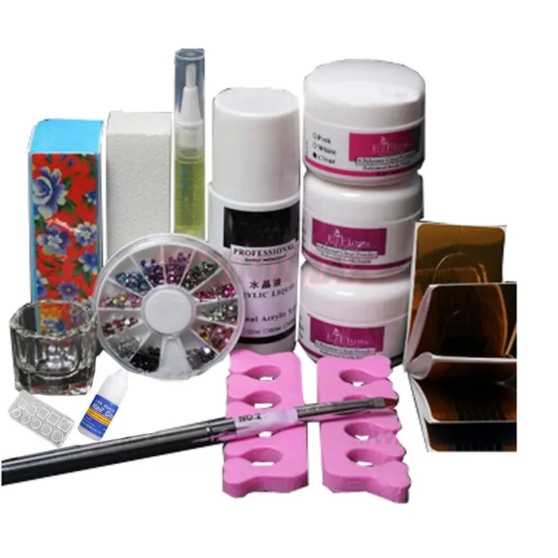 Fashion Basic Diy Set Acryic Powder Nail Art Decorations Kit Brush Cuticle Revitalizer Polish Nail Tools Nail Set 1