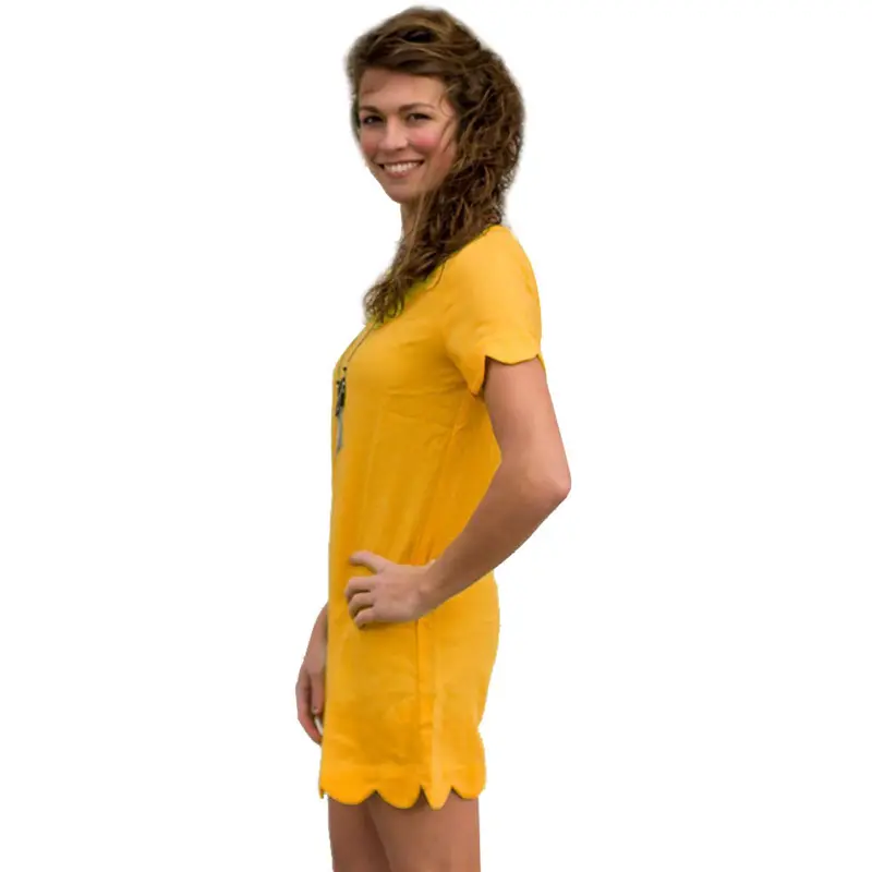 Fashion Big Yards Round Collar Women Dress Petal Edges Short Sleeve Dress Casual Solid Color Vestidos Plus Size 1