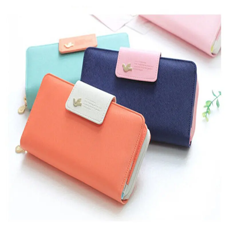 Fashion Birds Clutch Wallet Leather Case Long Zip Button Card Purse Handbag Wallet Credit Card Holder Bag 2