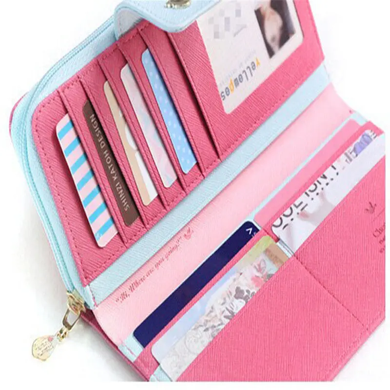 Fashion Birds Clutch Wallet Leather Case Long Zip Button Card Purse Handbag Wallet Credit Card Holder Bag 5