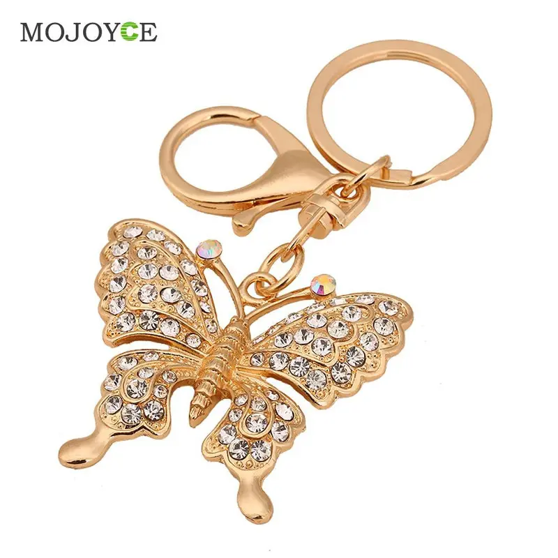 Fashion Butterfly Rhinestone Keychain Alloy Key Holder Chain Ring Car Pendant Key Ring For Women Bag 1
