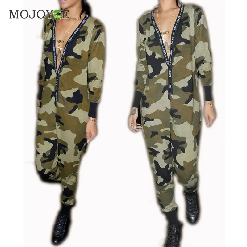 Fashion Camouflage Rompers Women Jumpsuit Long Sleeve Jumpsuit Hoodies Pants Rompers Suit Bodysuit Women Combinaison Femme 2