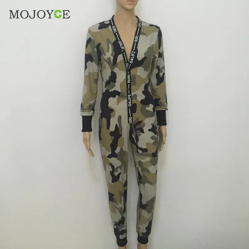 Fashion Camouflage Rompers Women Jumpsuit Long Sleeve Jumpsuit Hoodies Pants Rompers Suit Bodysuit Women Combinaison Femme 3