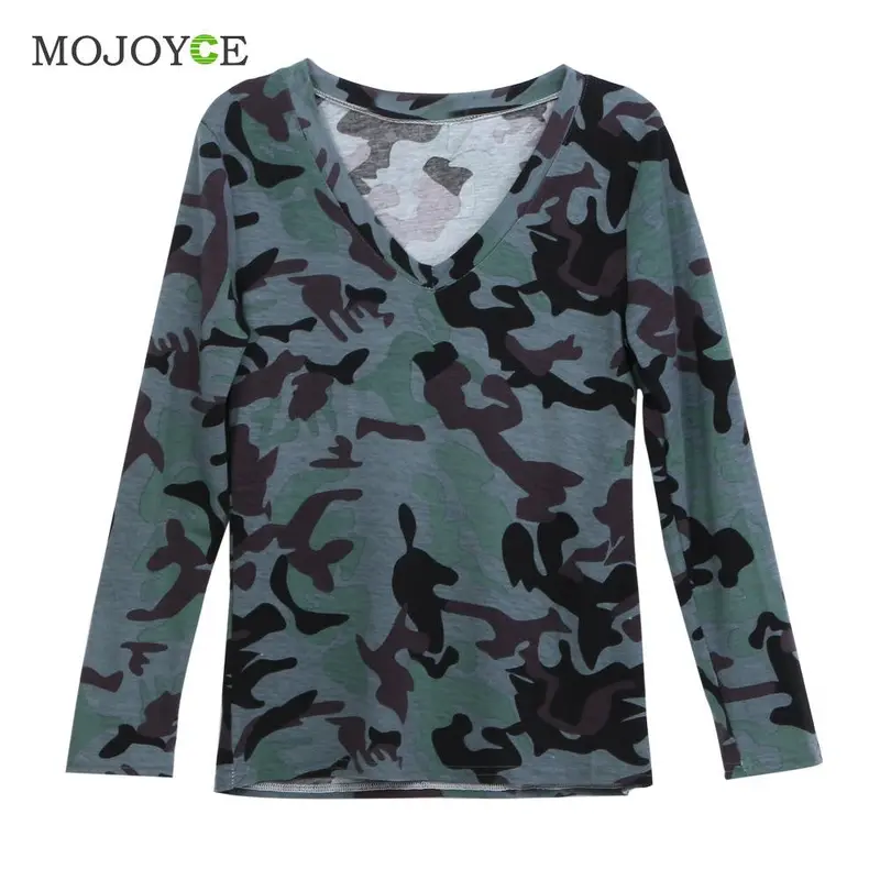 Fashion Camouflage T Shirts Women Slim Tee Shirt Femme Clothing Casual Long Sleeve Women T-Shirt Camisas Femininas Blusa 1