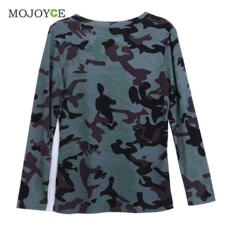 Fashion Camouflage T Shirts Women Slim Tee Shirt Femme Clothing Casual Long Sleeve Women T-Shirt Camisas Femininas Blusa 4
