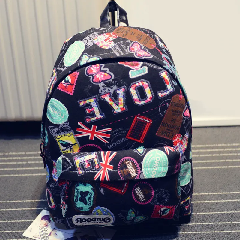 Fashion Canvas Backpacks Wome's Shoulder Bags Rucksacks For Teenager Girls School Backpack Small Satchel Bags Bolsa Feminina1stl 1