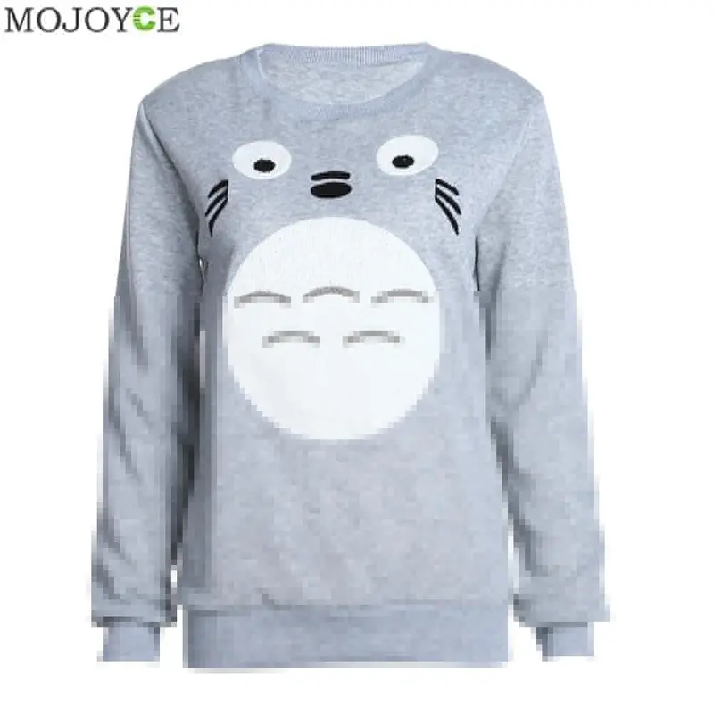 Fashion Cartoon Totoro Hoodie Women Long Sleeve Pullover Sweatshirt Women Round Collar Pullover Tops Sudaderas Mujer 1