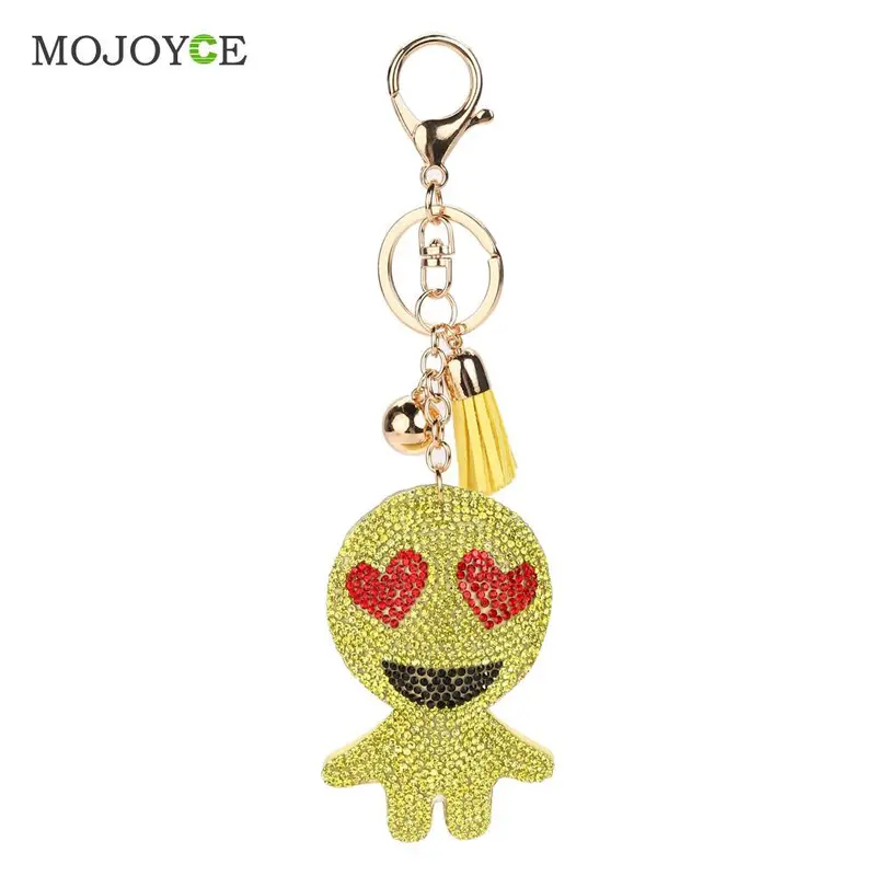 Fashion Charm Rhinestone Leather Emotion Tassel Pendant Bag Car Keychain Christmas Gift Keychains Jewelry 1
