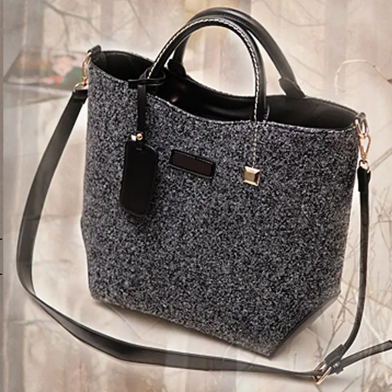 Fashion Classical Woolen Pu Leather Women Bag Bolsas Handbags Women Messenger Bag Big Vintage Cross Body Bags Bolsa Feminina 2