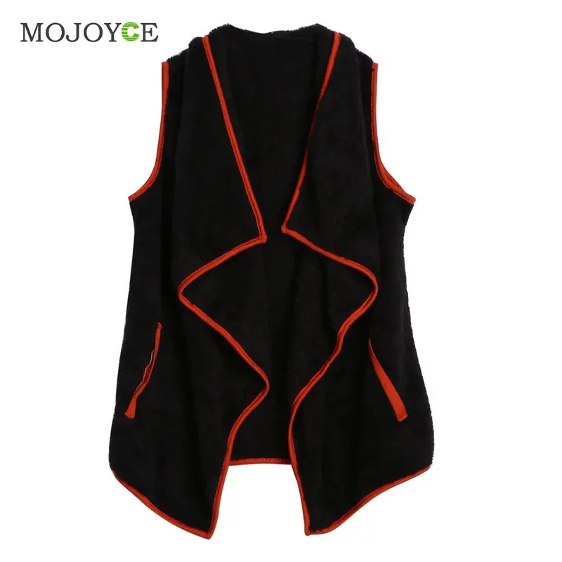 Fashion Collar Jacket Women Lamb Wool Outerwear Irregular Vest Artificial Wool Vest For Plus Size 1