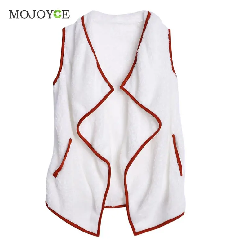 Fashion Collar Jacket Women Lamb Wool Outerwear Irregular Vest Artificial Wool Vest For Plus Size 9