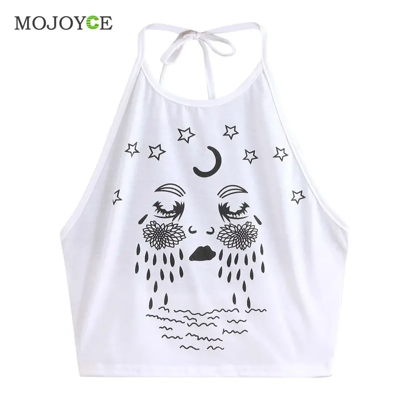 Fashion Cropped Halter T Shirt Women Sexy Embroidery Crop Tops 2