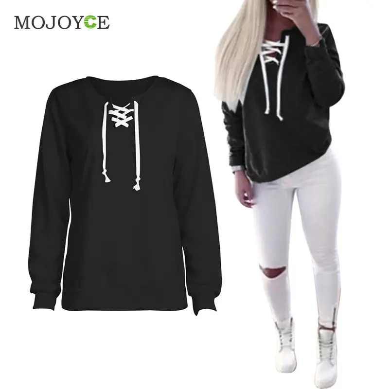 Fashion Cross Lace Up Sweatshirt Women Pink Hoodies Women Cross Strap Hoody Sweatershirt Jumper Pullover 6