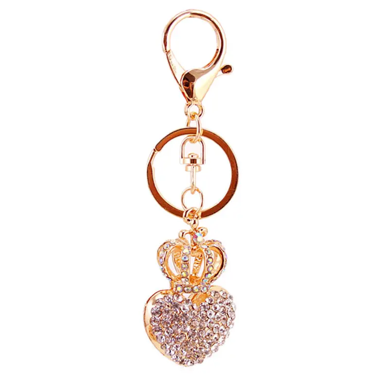Fashion Crown Heart Rhinestone Keychain Crystal Bag Charm Key Ring Charm Accessory Jewelry Pendant Keychain 1