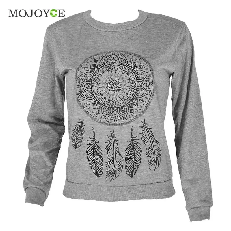 Fashion Dreamcatcher Printing Hoodie Women Long Sleeve Sweatshirt Women Casual Gray Red White Pullover M,L,Xl 1