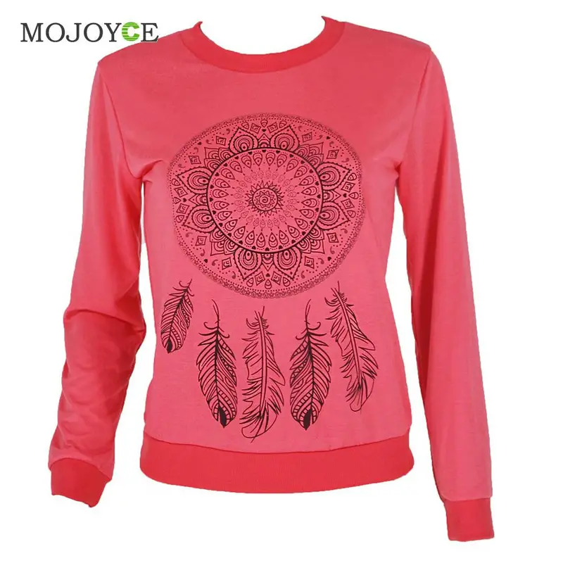 Fashion Dreamcatcher Printing Hoodie Women Long Sleeve Sweatshirt Women Casual Gray Red White Pullover M,L,Xl 4