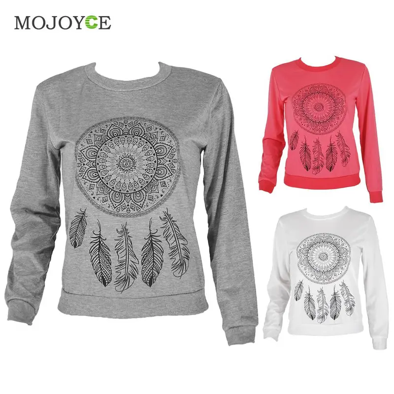 Fashion Dreamcatcher Printing Hoodie Women Long Sleeve Sweatshirt Women Casual Gray Red White Pullover M,L,Xl 5