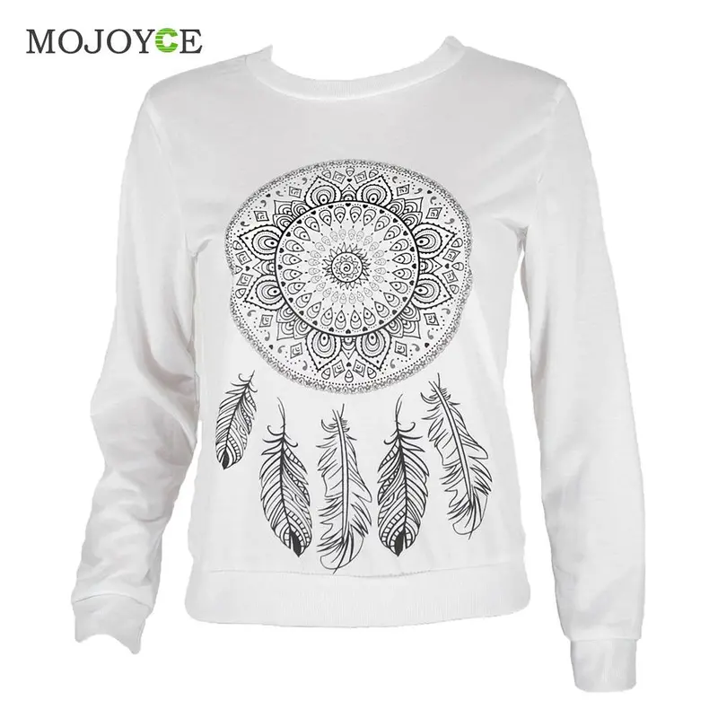 Fashion Dreamcatcher Printing Hoodie Women Long Sleeve Sweatshirt Women Casual Gray Red White Pullover M,L,Xl 7