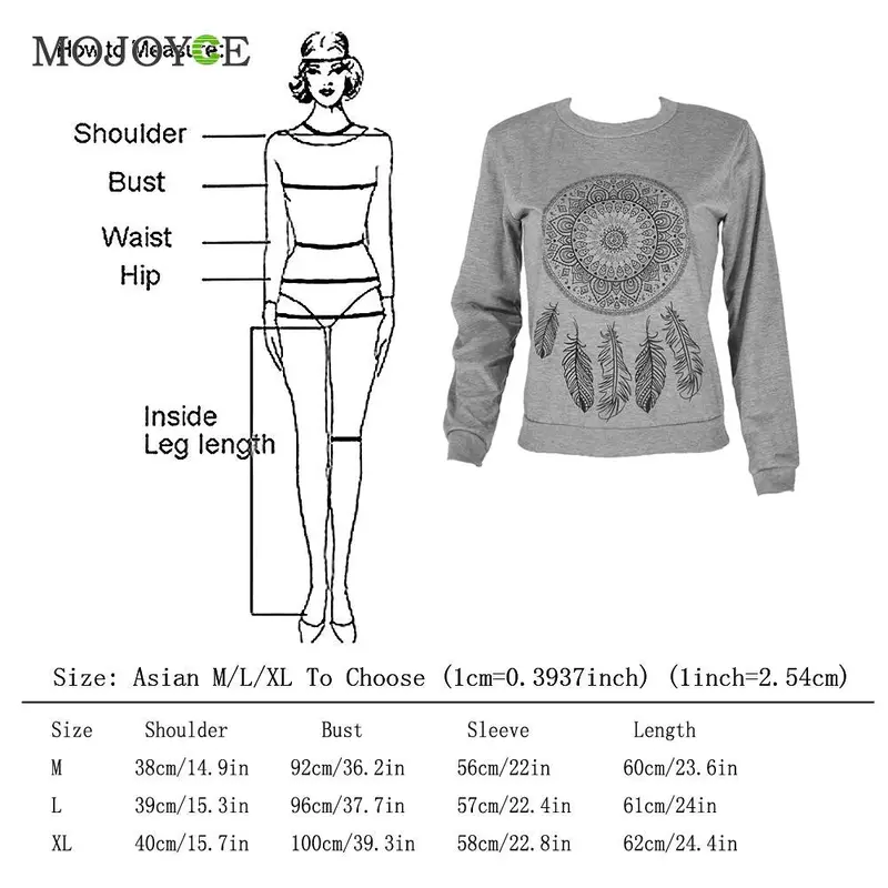 Fashion Dreamcatcher Printing Hoodie Women Long Sleeve Sweatshirt Women Casual Gray Red White Pullover M,L,Xl 9