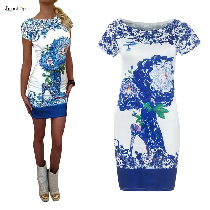 Fashion Dress Women Mini Dress O-Neck Sexy Nightclub Dress Casual Party Bodycon Pencil Sheath Dress 1