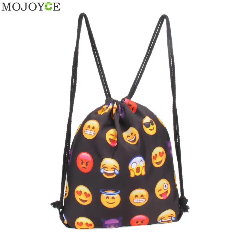 Fashion Emoji Backpack 3D Printing Travel Softback Mochila Drawstring Backpacks Cartoon Printing Mens Backpacks String 1
