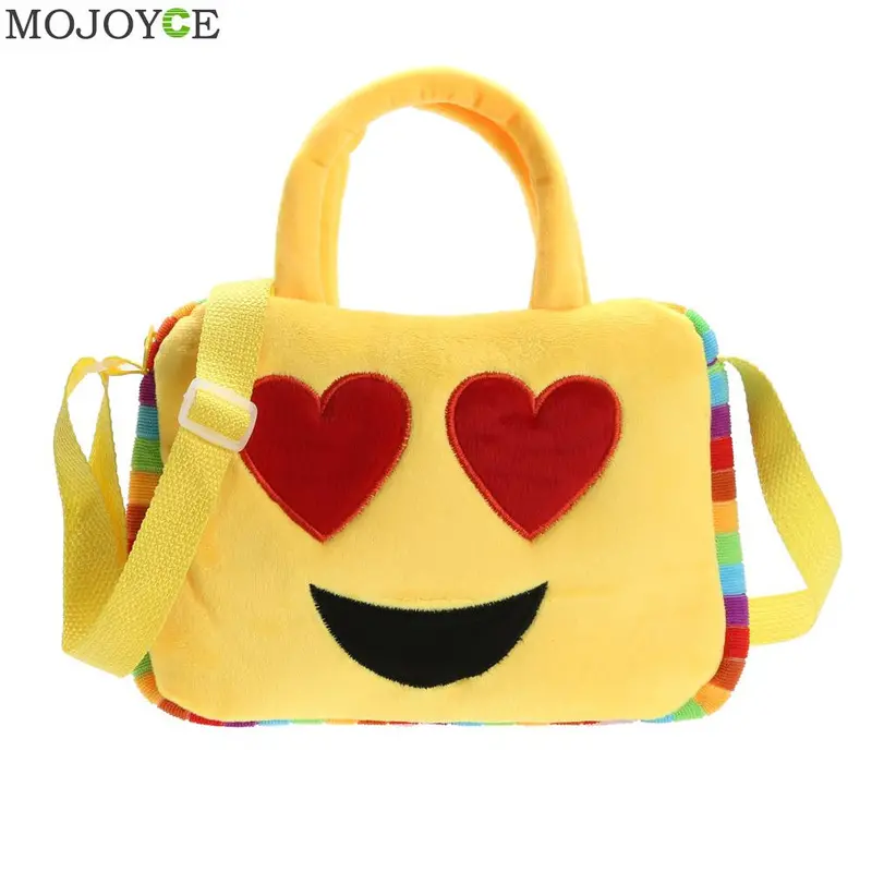 Fashion Emoji Face Expression Plush Toy Children Cute Bags School Bag For Teenage Girls Emoji Handbag Schoolbag Messenger Bags 1