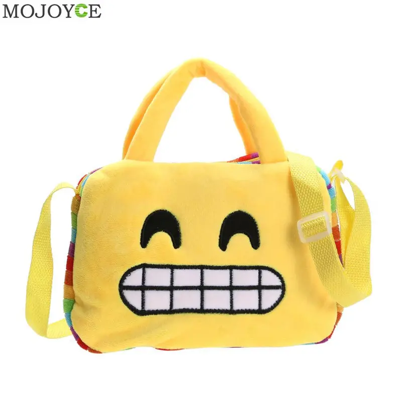 Fashion Emoji Face Expression Plush Toy Children Cute Bags School Bag For Teenage Girls Emoji Handbag Schoolbag Messenger Bags 10