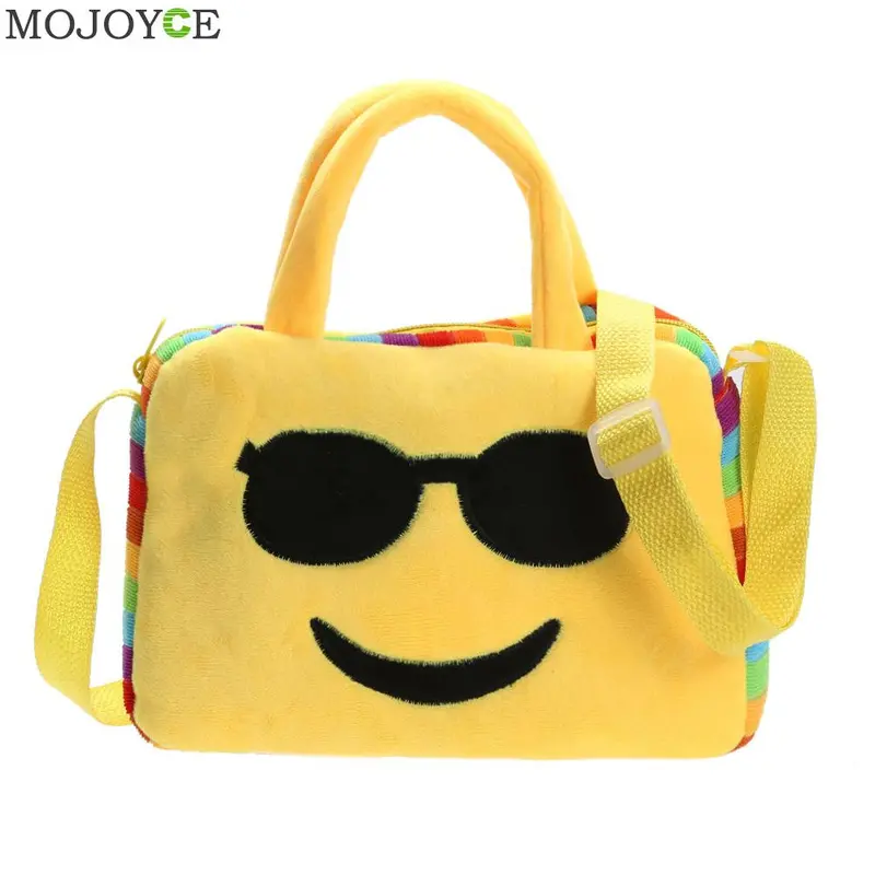 Fashion Emoji Face Expression Plush Toy Children Cute Bags School Bag For Teenage Girls Emoji Handbag Schoolbag Messenger Bags 2