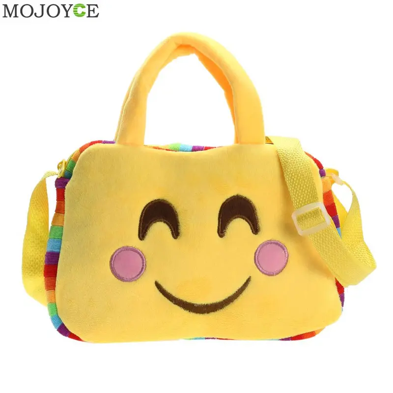 Fashion Emoji Face Expression Plush Toy Children Cute Bags School Bag For Teenage Girls Emoji Handbag Schoolbag Messenger Bags 3