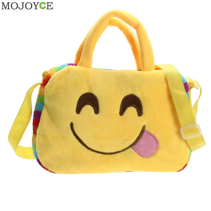 Fashion Emoji Face Expression Plush Toy Children Cute Bags School Bag For Teenage Girls Emoji Handbag Schoolbag Messenger Bags 5