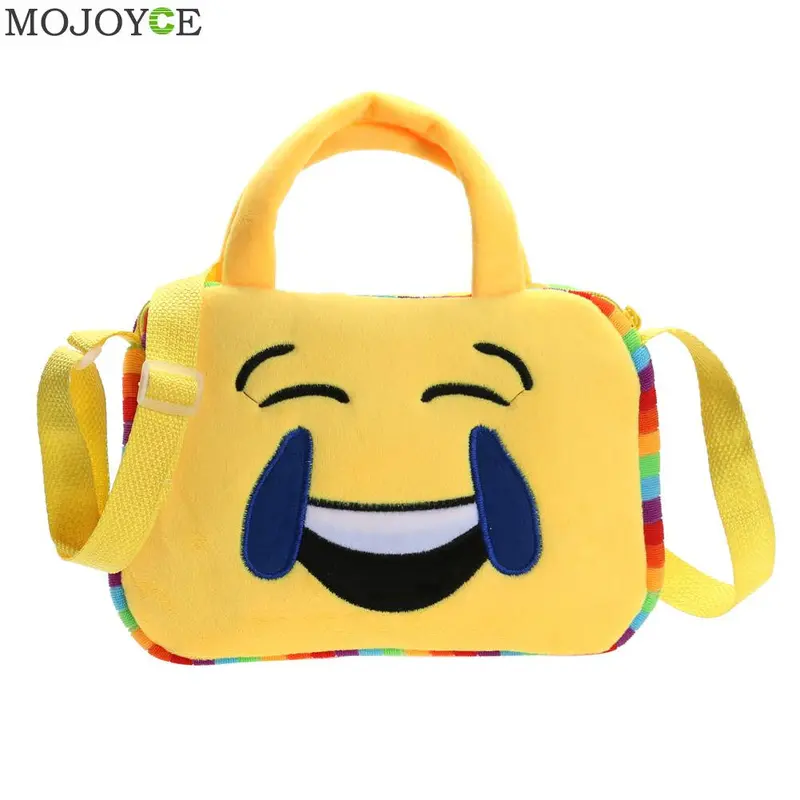 Fashion Emoji Face Expression Plush Toy Children Cute Bags School Bag For Teenage Girls Emoji Handbag Schoolbag Messenger Bags 6