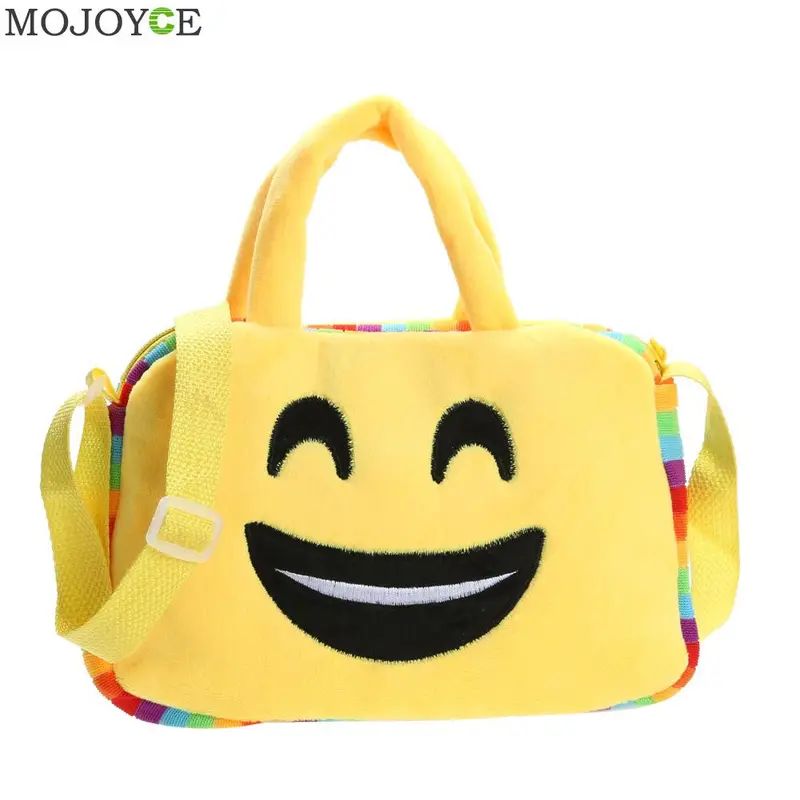 Fashion Emoji Face Expression Plush Toy Children Cute Bags School Bag For Teenage Girls Emoji Handbag Schoolbag Messenger Bags 8
