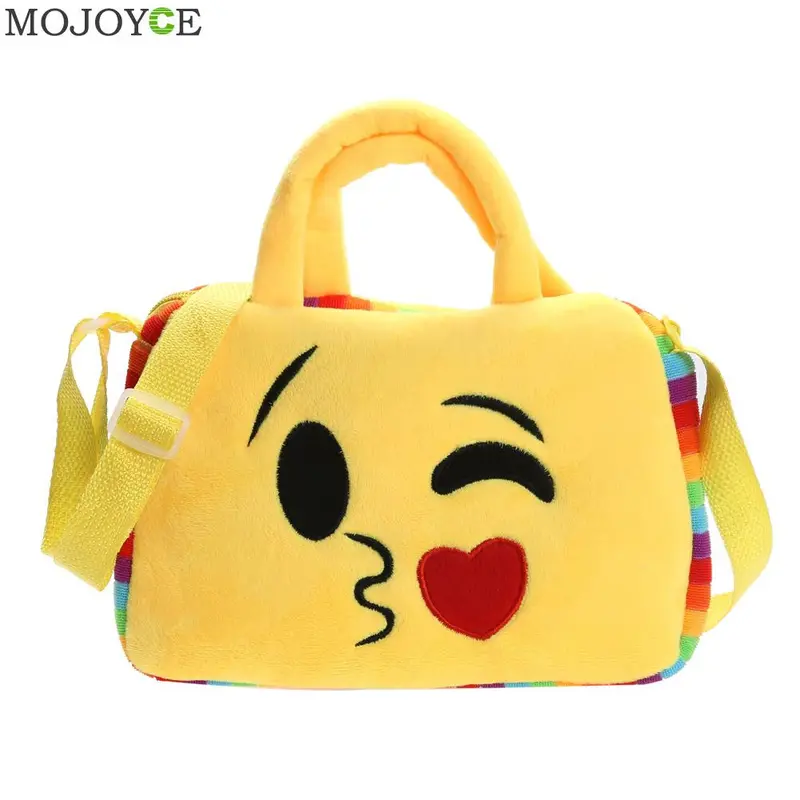Fashion Emoji Face Expression Plush Toy Children Cute Bags School Bag For Teenage Girls Emoji Handbag Schoolbag Messenger Bags 9
