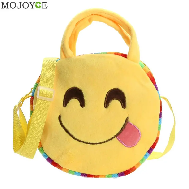 Fashion Emoji Face Expression Plush Toy Children Round Backpacks School Bag Kid Backpacks Plush Baby Children School Bags 1