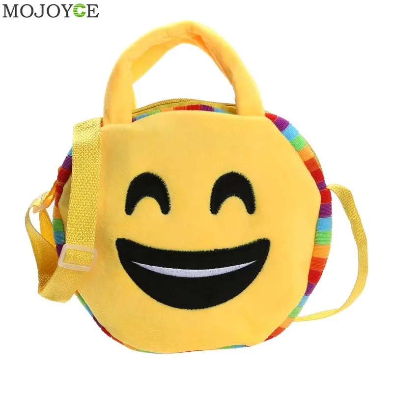 Fashion Emoji Face Expression Plush Toy Children Round Backpacks School Bag Kid Backpacks Plush Baby Children School Bags 4