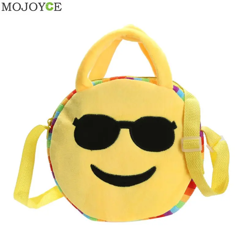 Fashion Emoji Face Expression Plush Toy Children Round Backpacks School Bag Kid Backpacks Plush Baby Children School Bags 7