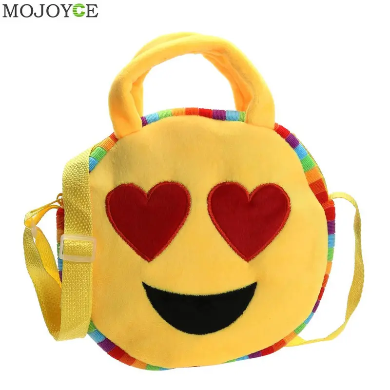 Fashion Emoji Face Expression Plush Toy Children Round Backpacks School Bag Kid Backpacks Plush Baby Children School Bags 8