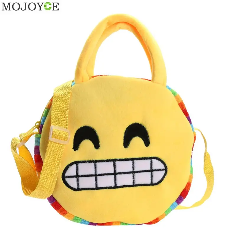 Fashion Emoji Face Expression Plush Toy Children Round Backpacks School Bag Kid Backpacks Plush Baby Children School Bags 9