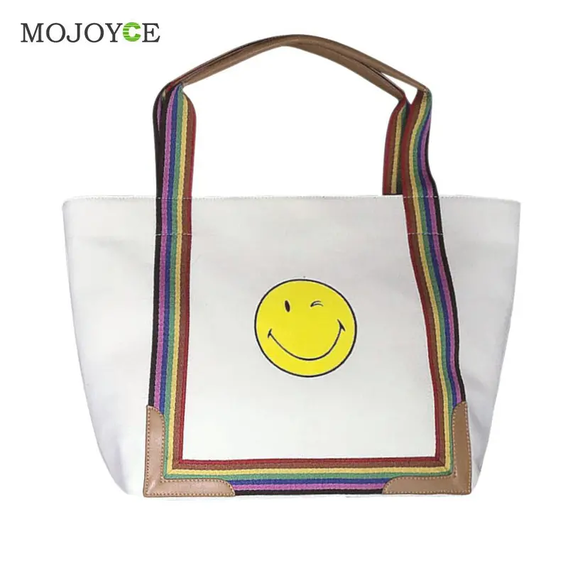 Fashion Emoji Women Handbag Smiling Face Printing Cartoon Shopping Tote Canvas Bag Shoulder Women Bags Clutch Bolsa Feminina 1