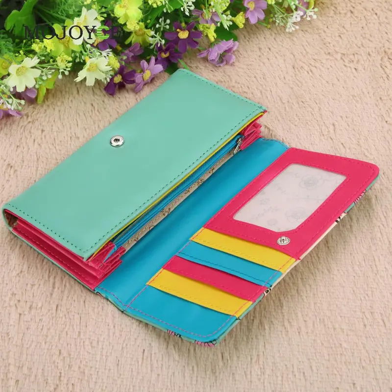 Fashion Flora Printing Wallet Women Luxury Brand Folder Women Clutch Wallets Card Holder Money Purse Candy Color Card Holder 1