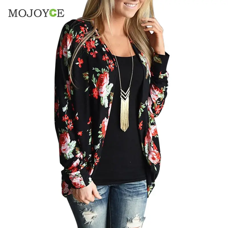 Fashion Floral Print Jacket Women Long Sleeve Knitted Cardigan Loose Sweater Outwear Women Jacket Flower Coat Jaqueta Feminina 1