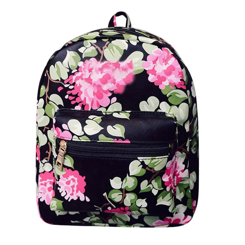 Fashion Floral Print Leather Backpack Shoulder School Bags For Teenagers Backpacks For Teenage Girls Satchel Backpack Women 1