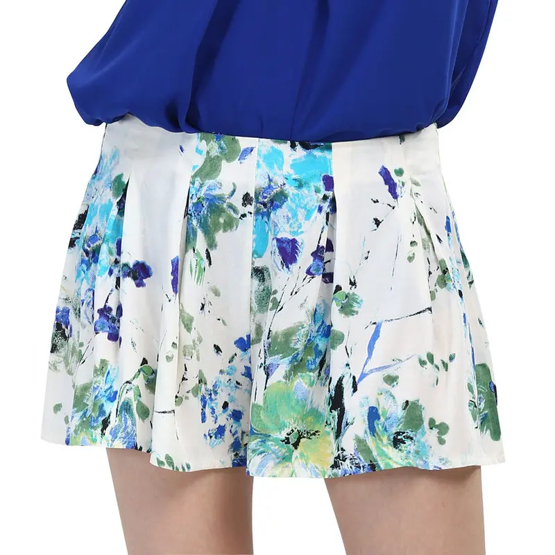 Fashion Floral Print Shorts Women Casual Slim Cool Zipper Short Femme Pantalones Cortos Mujer High Waist Shorts 1