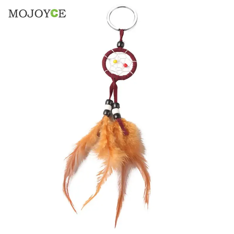 Fashion Handmade Dream Catcher Net Key Chain With Feathers Car Key Buckle Pretty Decoration Car Key Buckle Gift 1