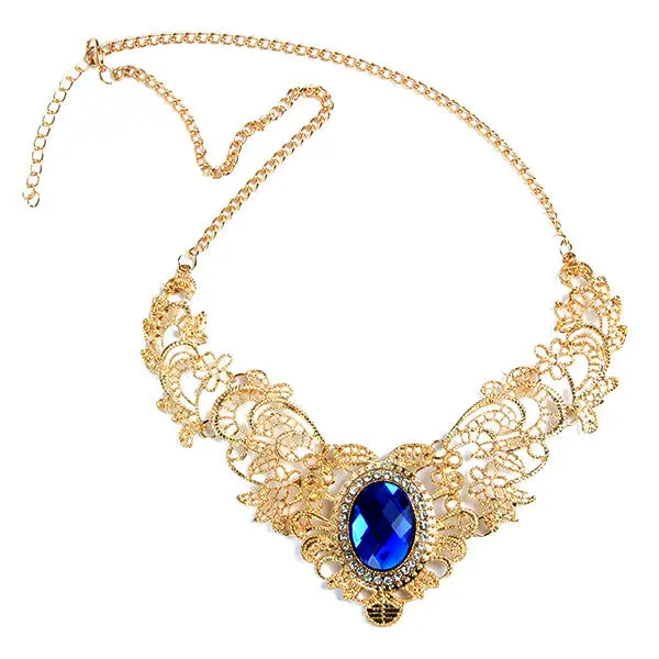 Fashion Hollow Carved Peach Heart Rhinestone Women Lady Long Necklace Bronze Silver Golden Jewelry 5