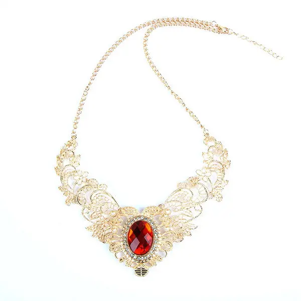 Fashion Hollow Carved Peach Heart Rhinestone Women Lady Long Necklace Bronze Silver Golden Jewelry 6