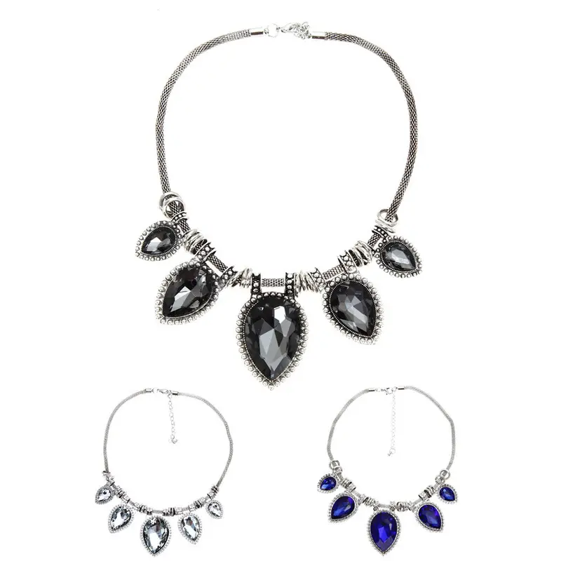 Fashion Jewelry Collares Statement Necklaces Pendants Imitated Gemstone Choker Necklaces Hanging Chain Necklaces Stl 1