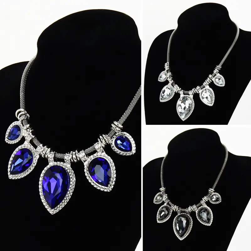 Fashion Jewelry Collares Statement Necklaces Pendants Imitated Gemstone Choker Necklaces Hanging Chain Necklaces Stl 2