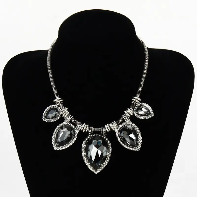 Fashion Jewelry Collares Statement Necklaces Pendants Imitated Gemstone Choker Necklaces Hanging Chain Necklaces Stl 3